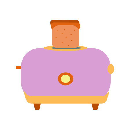 Purple toaster with timer Flat illustrationのイラスト素材