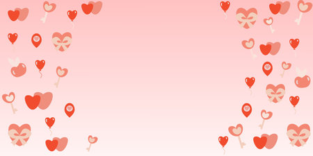 Background for St Valentines day card with corner frame Flat illustrationのイラスト素材