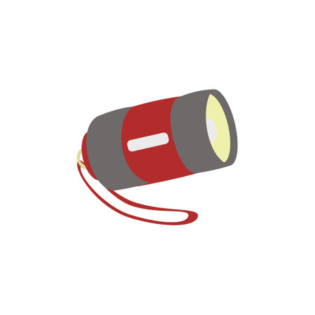 Small red grey flashlight Flat illustrationのイラスト素材