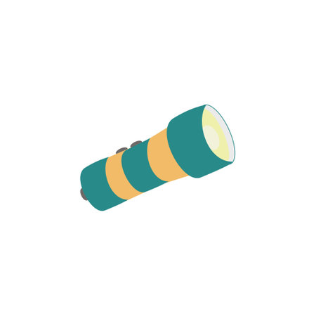 Small green yellow flashlight icon Flat illustrationのイラスト素材