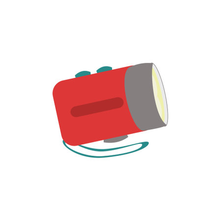 Small green grey red flashlight Flat illustrationのイラスト素材