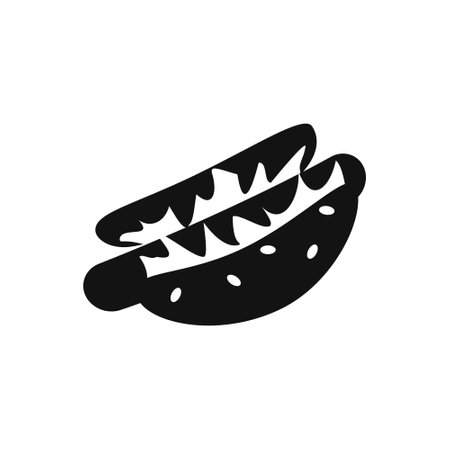 Simple hotdog with herbs icon Flat illustrationのイラスト素材