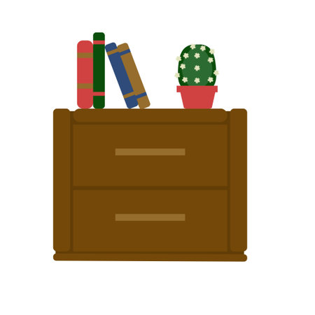 Nightstand with books and succulent Flash vector illustrationのイラスト素材