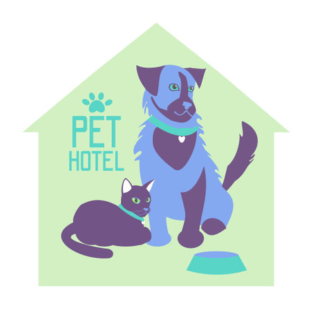 pet hotel, pet shop, veterinary clinic jr another pet friendly organization Flat vector illustrationのイラスト素材