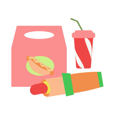 Lunchbox with hotdog and  flat icon Vector illustrationのイラスト素材