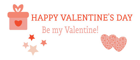 St Valentine cards with hearts, gift and stars Flat illustrationのイラスト素材