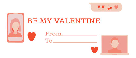 St Valentine cards Love in the distance Flat illustrationのイラスト素材