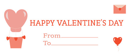 St Valentine cards with ballon and love message Flat illustrationのイラスト素材