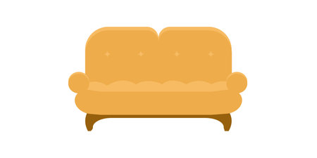 Comfortable vintag yellow sofa Flat illustration isolatedのイラスト素材