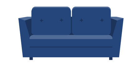 Comfortable modern dark blue sofa Flat illustration isolatedのイラスト素材