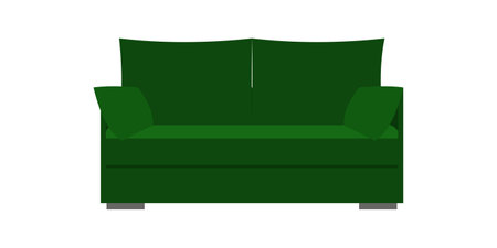 Comfortable modern green sofa Flat illustration isolatedのイラスト素材