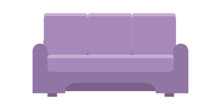 Comfortable modern purple sofa Flat illustration isolatedのイラスト素材