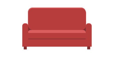 Comfortable modern red sofa Flat illustration isolatedのイラスト素材