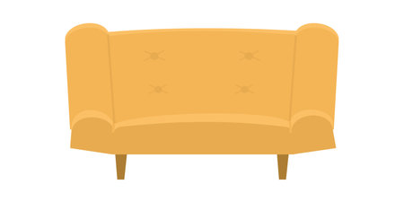 Comfortable modern yellow sofa Flat illustration isolatedのイラスト素材