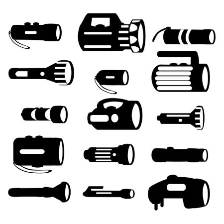 Flashlight simple icons set Vector illustrationのイラスト素材