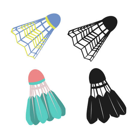 Badminton shuttlecock set Flat and simple icons Flat illustrationのイラスト素材