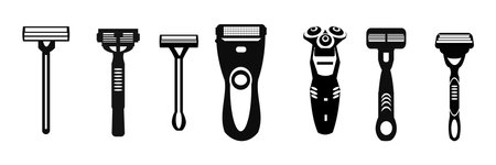 Shavers for woman and man simple icons set Vector illustrationのイラスト素材