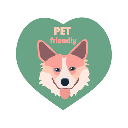 Pet frendly  with corgi in heart Vector illustrationのイラスト素材