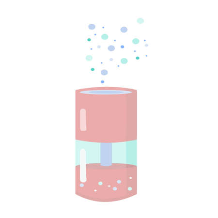 Pink green humidifier for home cartoon isolated illustration.のイラスト素材