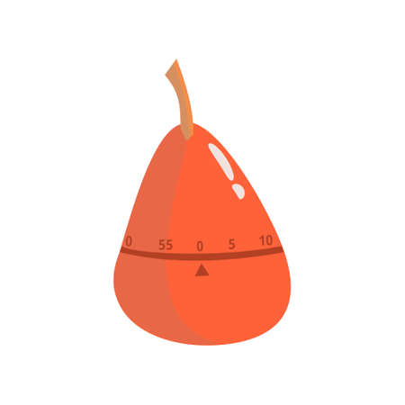 Red pear shape Kitchen timer cartoon icon Vector illustrationのイラスト素材
