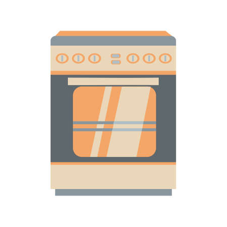 Orange electric oven Flat icon Isolated illustrationのイラスト素材