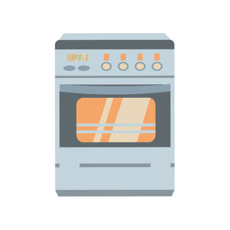 Grey electric oven Flat icon Isolated illustrationのイラスト素材
