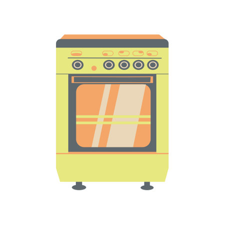 Yellow electric oven Flat icon Isolated illustrationのイラスト素材