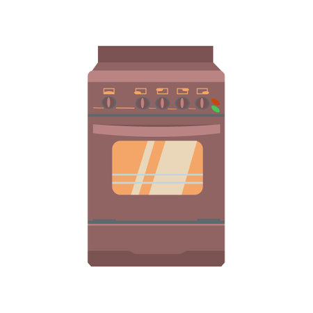 Brown electric oven Flat icon Isolated illustrationのイラスト素材