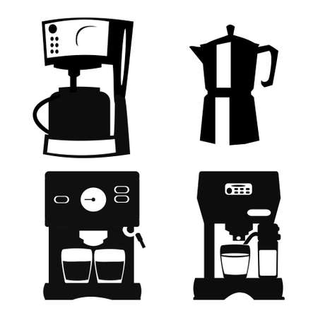 Simple icon of coffeemaker Coffee machine whith two glasses of coffee Coffee machine whith cappuccino maker Coffee pot Vector illustrationのイラスト素材