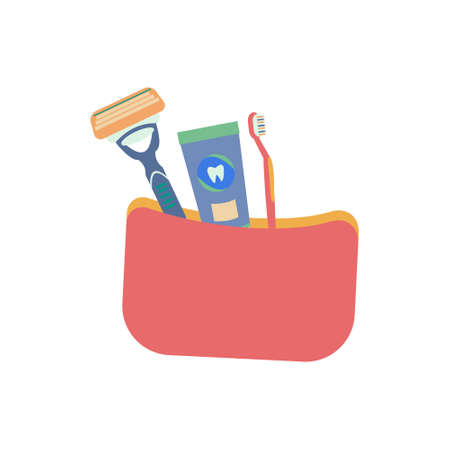 Toiletry bag icon Flat vector illustration on white backgroundのイラスト素材
