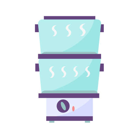 Purple double boiler Steamer flat icon vector illustrationのイラスト素材