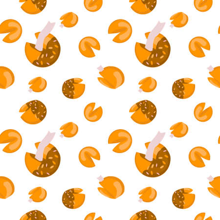 Chinese fortune cookies seamless pattern on whiteのイラスト素材