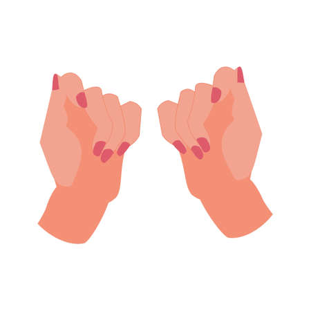 Womens hands with nails painted red nail polish Vector flat icon on a white backgroundのイラスト素材