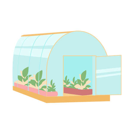 The greenhouse with plants Flat icon vector illustrationのイラスト素材