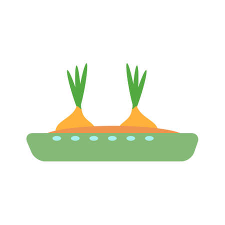 Onions in a pot Flat icon vector illustrationのイラスト素材