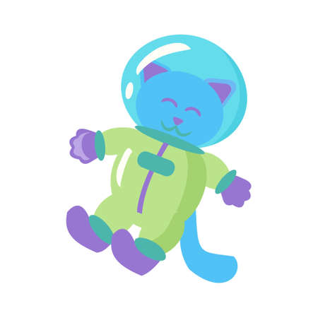 Cat astronaut in a spacesuit vector cartoon isolated illustration on white backgroundのイラスト素材