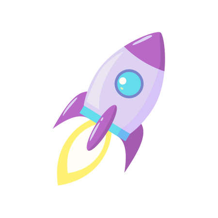 Purple Space Rocket vector cartoon isolated illustration on white backgroundのイラスト素材