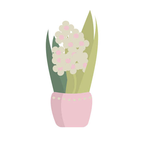 Flowers in vase Small giacint Flat isolated illustrationのイラスト素材