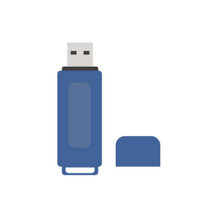 Blue Flash drive (USB memory) icon Flat illustrationのイラスト素材