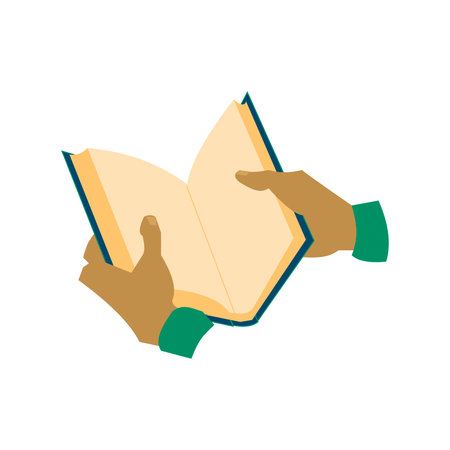 Hands with blue book Flat vector illustrationのイラスト素材