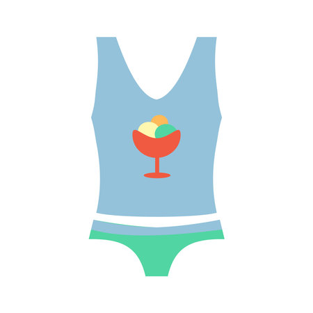 Underwear clothes. Female t-shirt with ice-cream and underpants Isolated flat vector object on white backgroundのイラスト素材