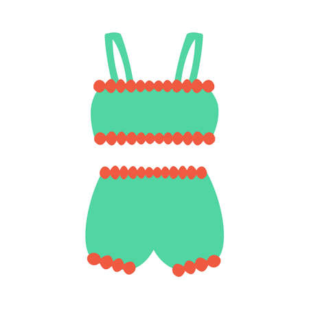 Underwear clothes Female green top and underpants Isolated flat vector object on white backgroundのイラスト素材