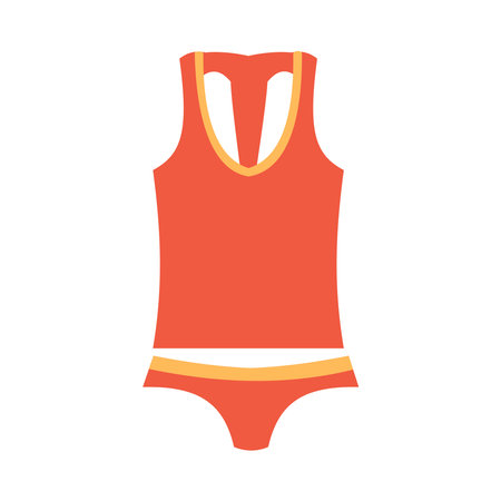 Underwear clothes vector illustration. Red Female T-shirt and underpants Isolated flat vector object on white backgroundのイラスト素材