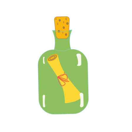Message in the bottle. Vector illustration in cartoon styleのイラスト素材