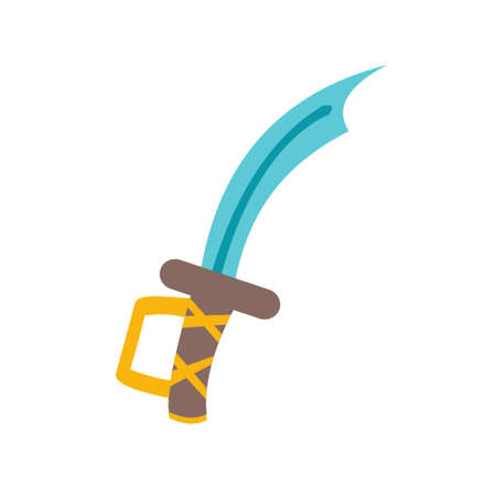 Curved pirat sword. Flat vector illustrationのイラスト素材