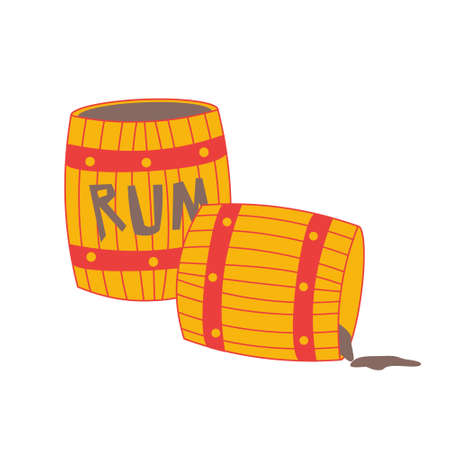 Flat illustration of wooden barrels with rumのイラスト素材