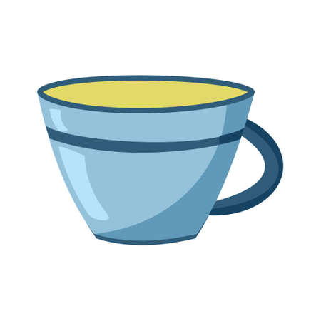 Ceramic kitchenware Blue cup Cartoon vector illustration on white background.のイラスト素材