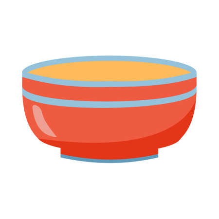Ceramic kitchenware Red and blue bowl Cartoon vector illustration on white background.のイラスト素材