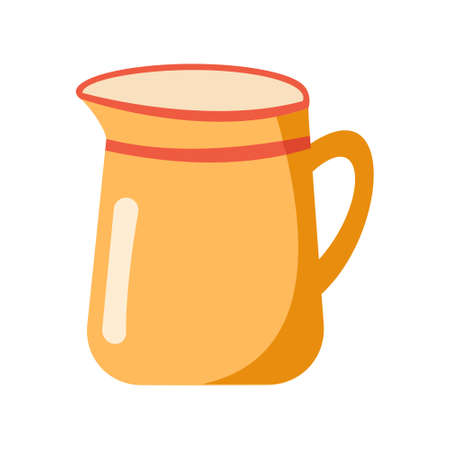 Ceramic kitchenware Orange and red pitcher Cartoon vector illustration on white background.のイラスト素材