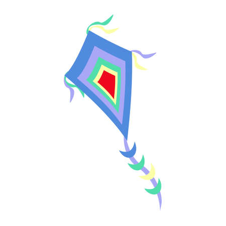 Blue green, yellow and red Flying paper kite.のイラスト素材